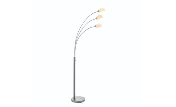 Jaspa 3 Light Floor Lamp in Satin Nickel with White Glass