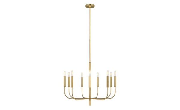 9 Light Chandelier in Burnished Brass