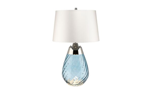 Lena Small Table Lamp in Blue with Off-White Shade
